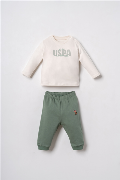 U.S. Polo Assn. Erkek Bebek Nakışlı Yeşil Hırkalı Eşofman Takım 6-36 Ay Yeşil