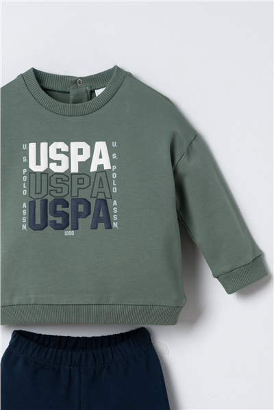 U.S. Polo Assn. Erkek Bebek Baskılı Yeşil Uzun Kol Eşofman Takım 6-36 Ay Yeşil
