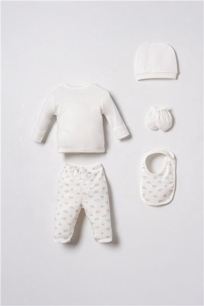 U.S. Polo Assn. Nakışlı Kız Bebek Cute Hearts Hastane Çıkışı 03 Ay Beyaz