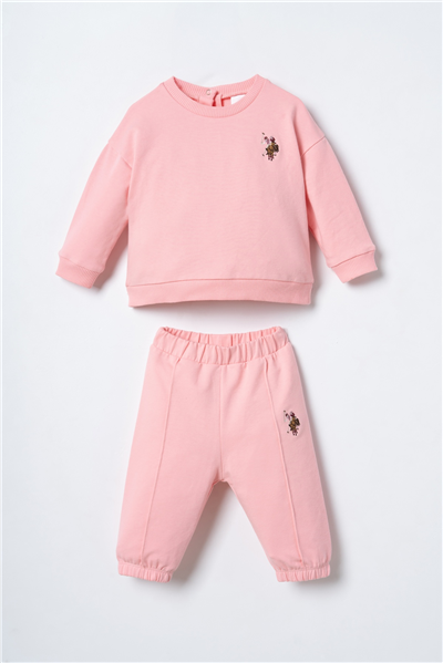 U.S. Polo Assn. Nakışlı Kız Bebek EşofmanTakım 6-36 Ay Pembe