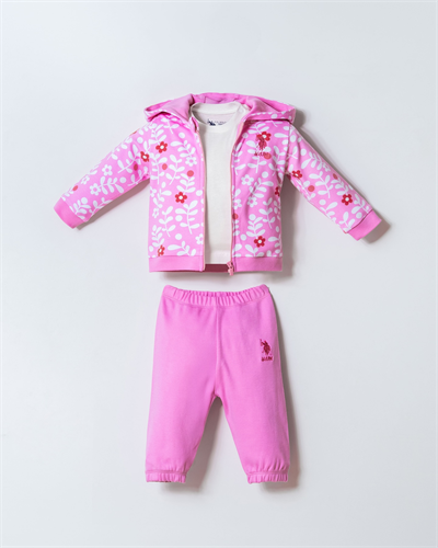 U.S. Polo Assn. Kız Bebek 3Lü Eşofman Takım 6-36 Ay Beyaz
