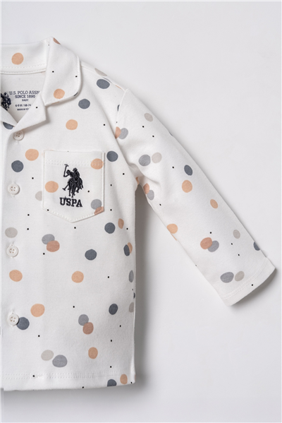 U.S. Polo Assn. Erkek Bebek Gömlek Pijama Takımı 6-36 Ay Beyaz