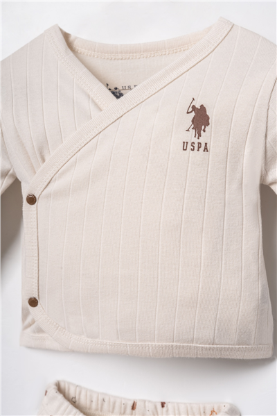 U.S. Polo Assn. Erkek Bebek Hastane Çıkışı 5Li Set 0-3 Ay Ekru
