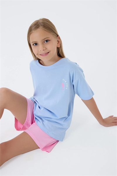 U.S. Polo Assn. Kız Çocuk Şort Takım 4-8 Yaş Mavi