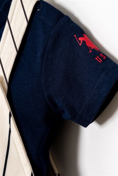 U.S. Polo Assn. Erkek Bebek Çizgili Tulum 6-36 Ay Lacivert