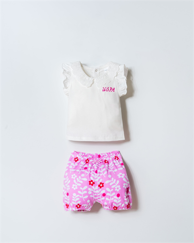 U.S. Polo Assn. Kız Bebek Şortlu Takım 6-36 Ay Beyaz