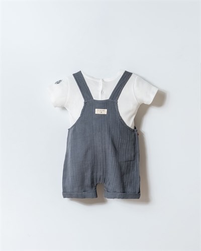 U.S. Polo Assn. Erkek Bebek Şortlu Tulum 6-36 Ay Gri