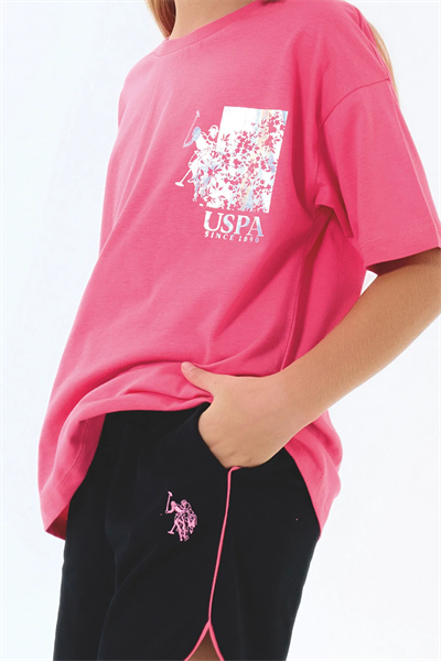 U.S. Polo Assn. Kız Çocuk Şort Takım 4-8 Yaş Pembe