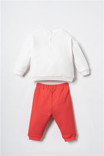 U.S. Polo Assn. Erkek Bebek Baskılı Beyaz Uzun Kol EşofmanTakım 6-36 Ay Beyaz