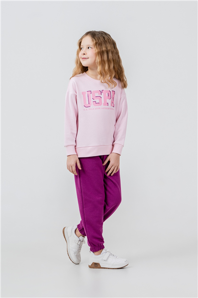 U.S. Polo Assn. Kız Çocuk Baskılı EşofmanTakım 9-14 Yaş Pembe