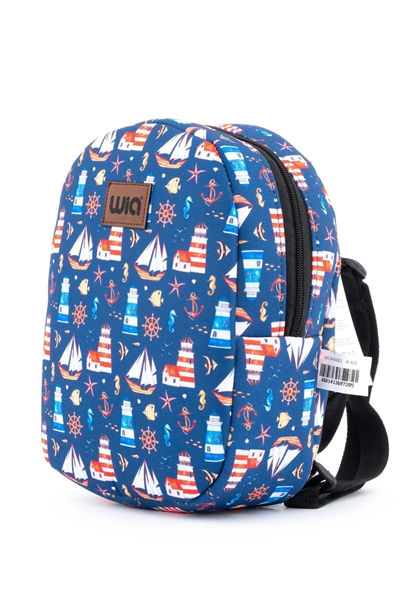 Wia Eğlenceli Baskı Tek Bölmeli Kreş Çanta Lacivert