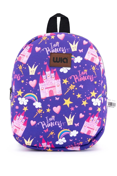 Wia Eğlenceli Baskı Tek Bölmeli Kreş Çanta Mor