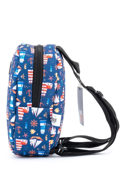 Wia Eğlenceli Baskı Tek Bölmeli Kreş Çanta Lacivert