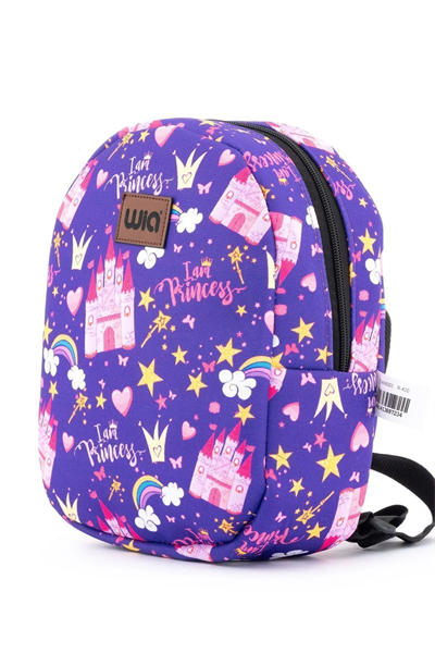 Wia Eğlenceli Baskı Tek Bölmeli Kreş Çanta Mor