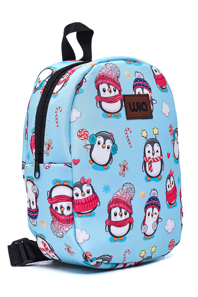 Wia Eğlenceli Baskı Tek Bölmeli Kreş Çanta Mavi