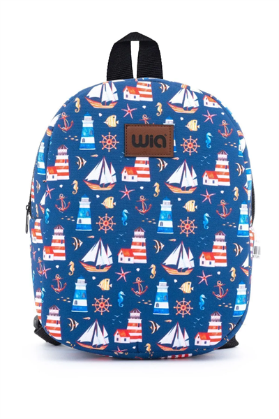 Wia Eğlenceli Baskı Tek Bölmeli Kreş Çanta Lacivert