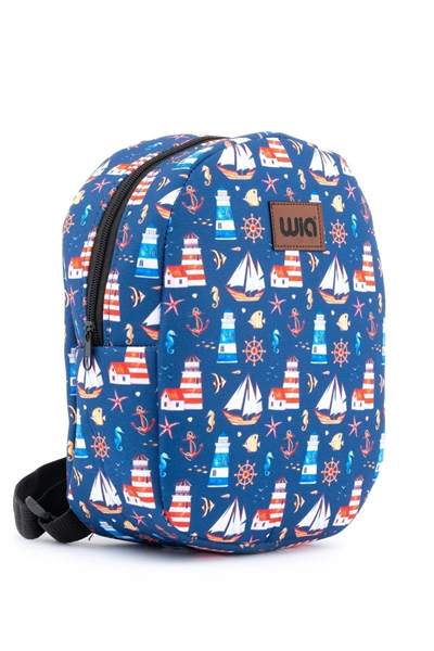 Wia Eğlenceli Baskı Tek Bölmeli Kreş Çanta Lacivert