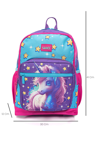 Wia Kız Çocuk Unicorn Desenli 3lü Okul Çanta Seti Pembe