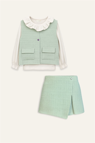 Zeyland Kız Çocuk 3Lü Şortlu Takım 3-7 Yaş Mint