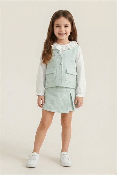 Zeyland Kız Çocuk 3Lü Şortlu Takım 3-7 Yaş Mint