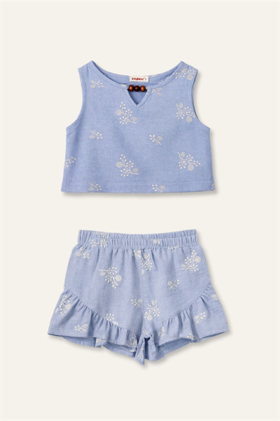 Zeyland Kız Çocuk Şortlu Takım 3-12 Yaş Mavi