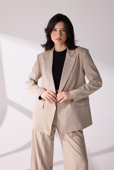 Kruvaze  Blazer takım Bej