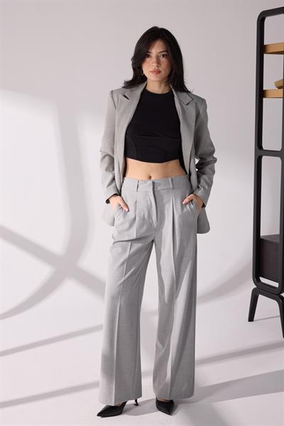 Kruvaze  Blazer takım Gri