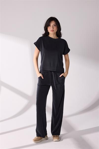 Yandan Yırtmaç Detaylı T-shirt Pantolon Takım Antrasit