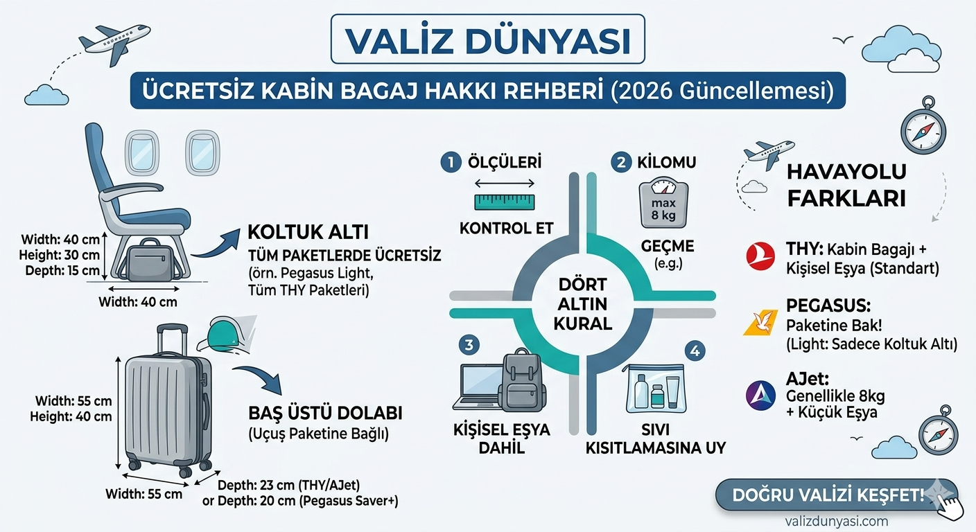 Ücretsiz Kabin Bagaj Hakkı ve Bilmeniz Gereken Ölçüler