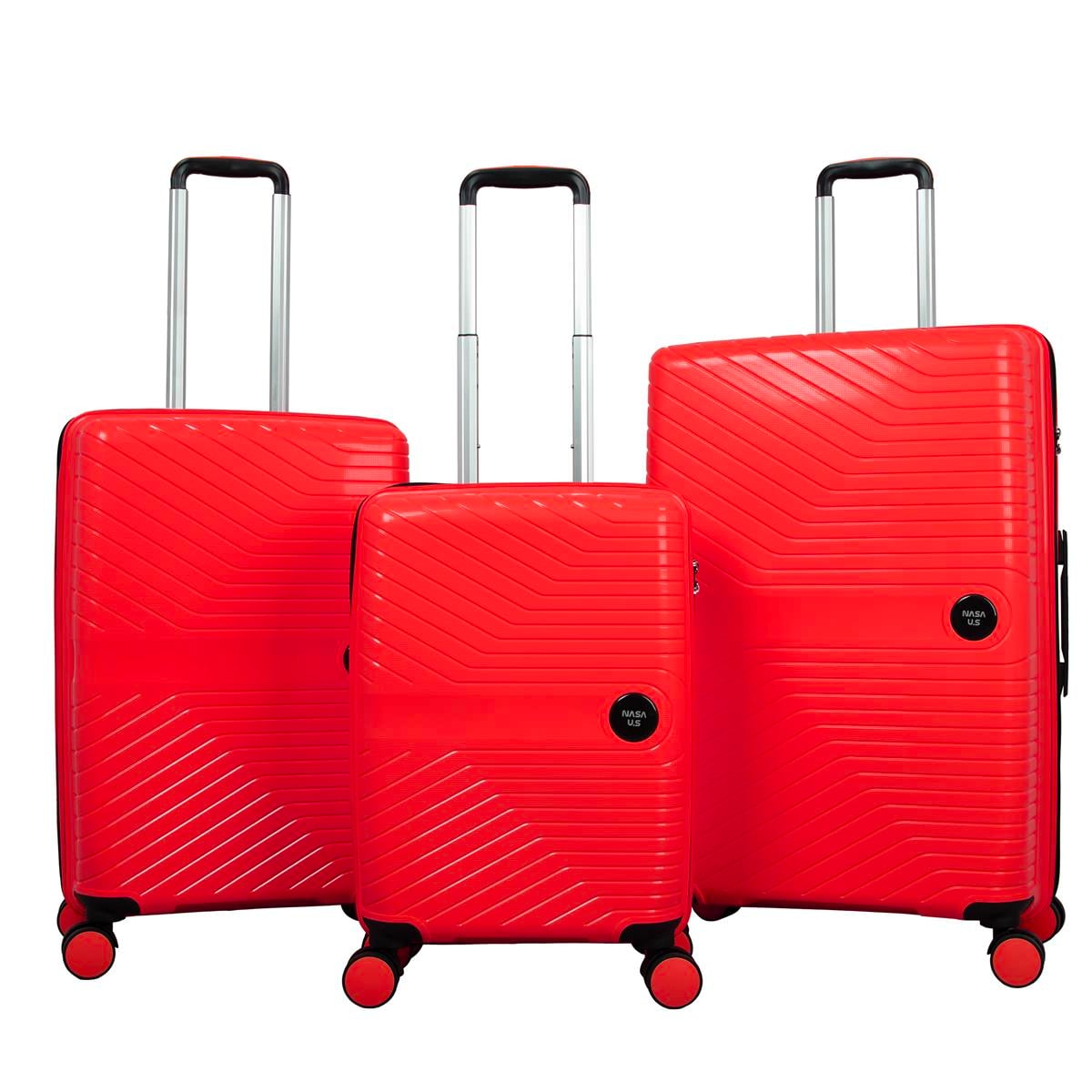 Büyük Orta ve KabinNASA U.S PP - SİLİKON KIRILMAZ 3 LÜ VALİZ SETİ KIRMIZI