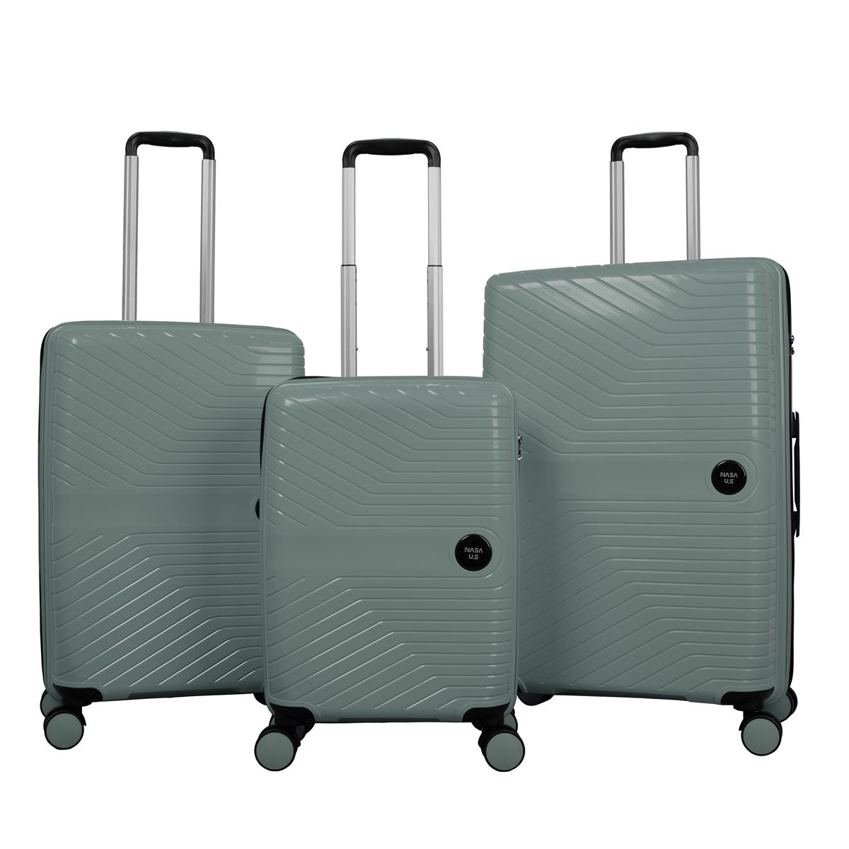 Büyük Orta ve KabinNASA U.S PP - SİLİKON KIRILMAZ 3 LÜ VALİZ SETİ MİNT YEŞİLİ
