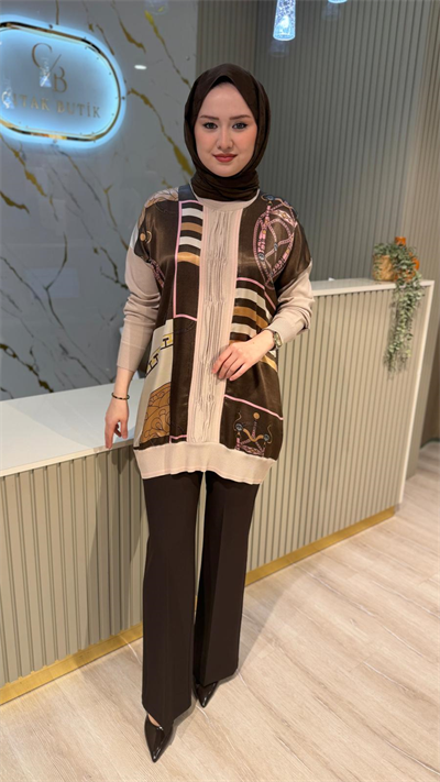 GHİSA 04148 TUNİK- KAHVE/ BEJ
