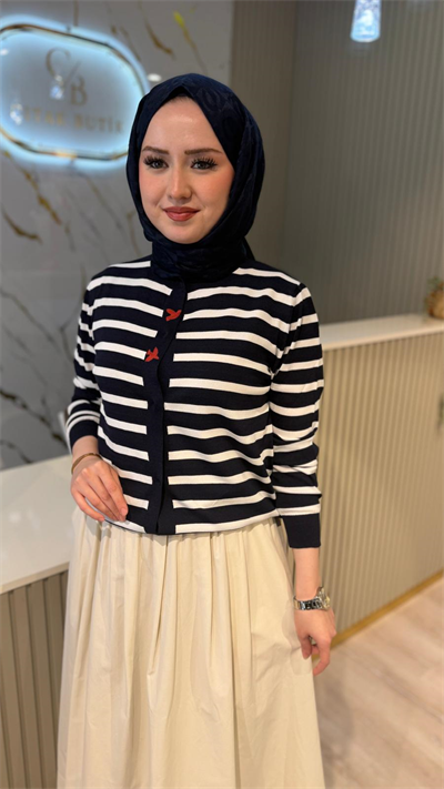 GHİSA 3313 ÇİZGİLİ HIRKA LACİ-EKRU