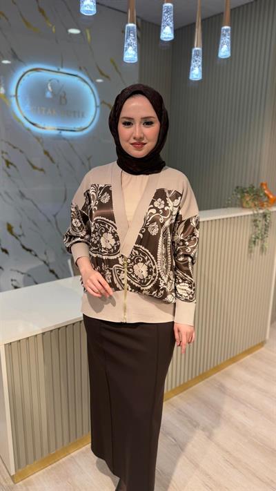GHİSA 3428 FERMUAR DETAY HIRKA - BEJ