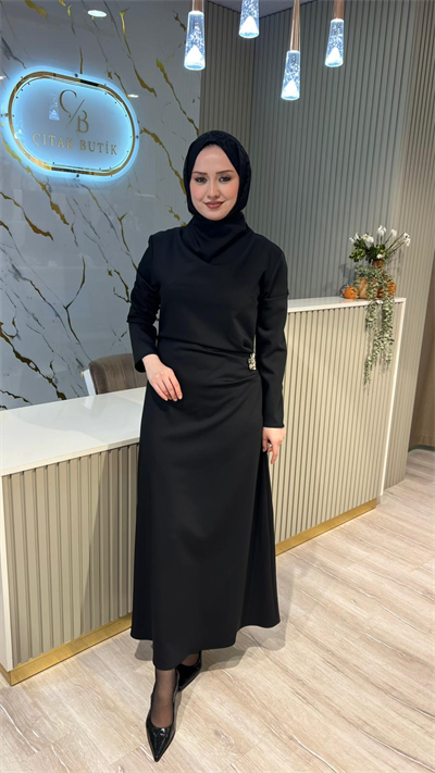 GHİSA 4329 ELBİSE - SİYAH