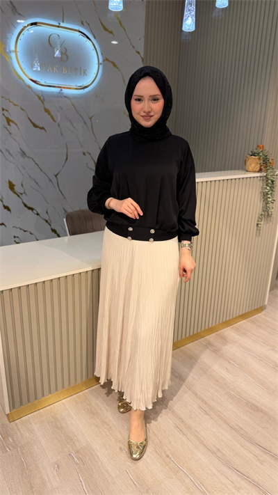 GHİSA 4424 BLUZ - SİYAH