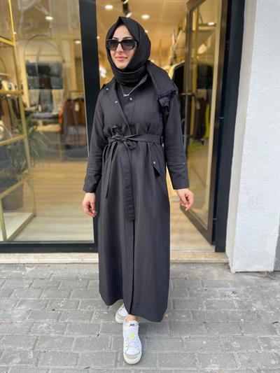 MASSİMO DONNA 813 KOL FERMUAR DETAY TRENÇ-SİYAH