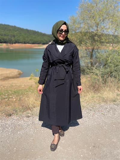 MASSİMO DONNA 877 ÇİFT DÜĞME TRENÇ-SİYAH