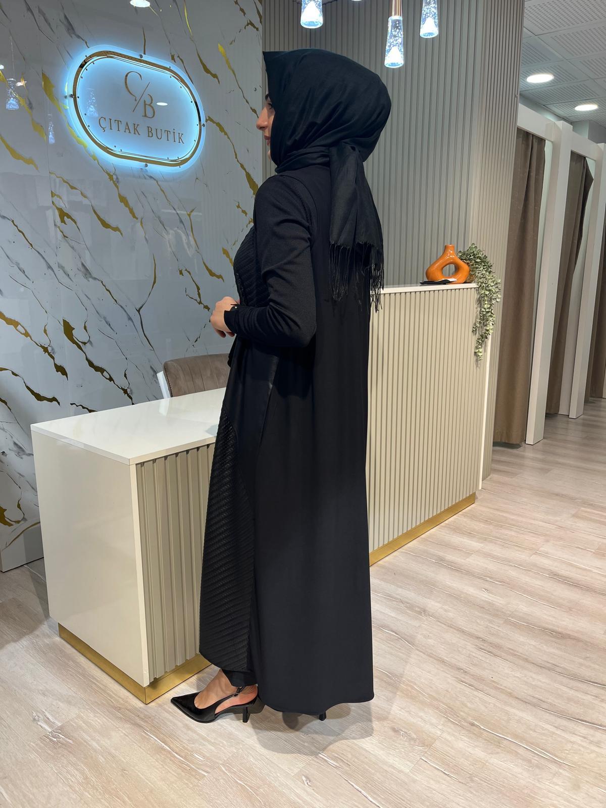 NURCAN ÇETİN 25260 ŞAL YAKA YELEK-SİYAH