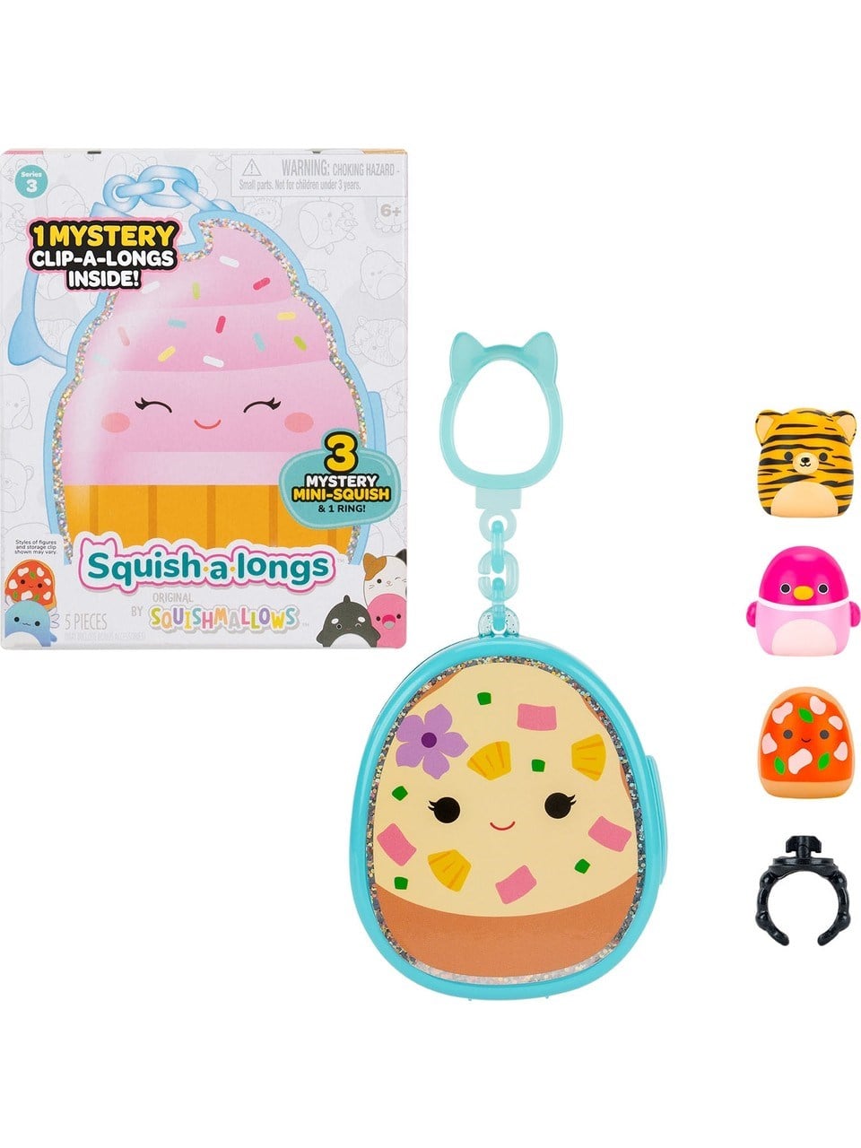 Squishmallows Squish-A-Longs 3 Figür + Yüzük Çantalı Sürpriz Paket Seri 3 AL007 Diğer AL0076