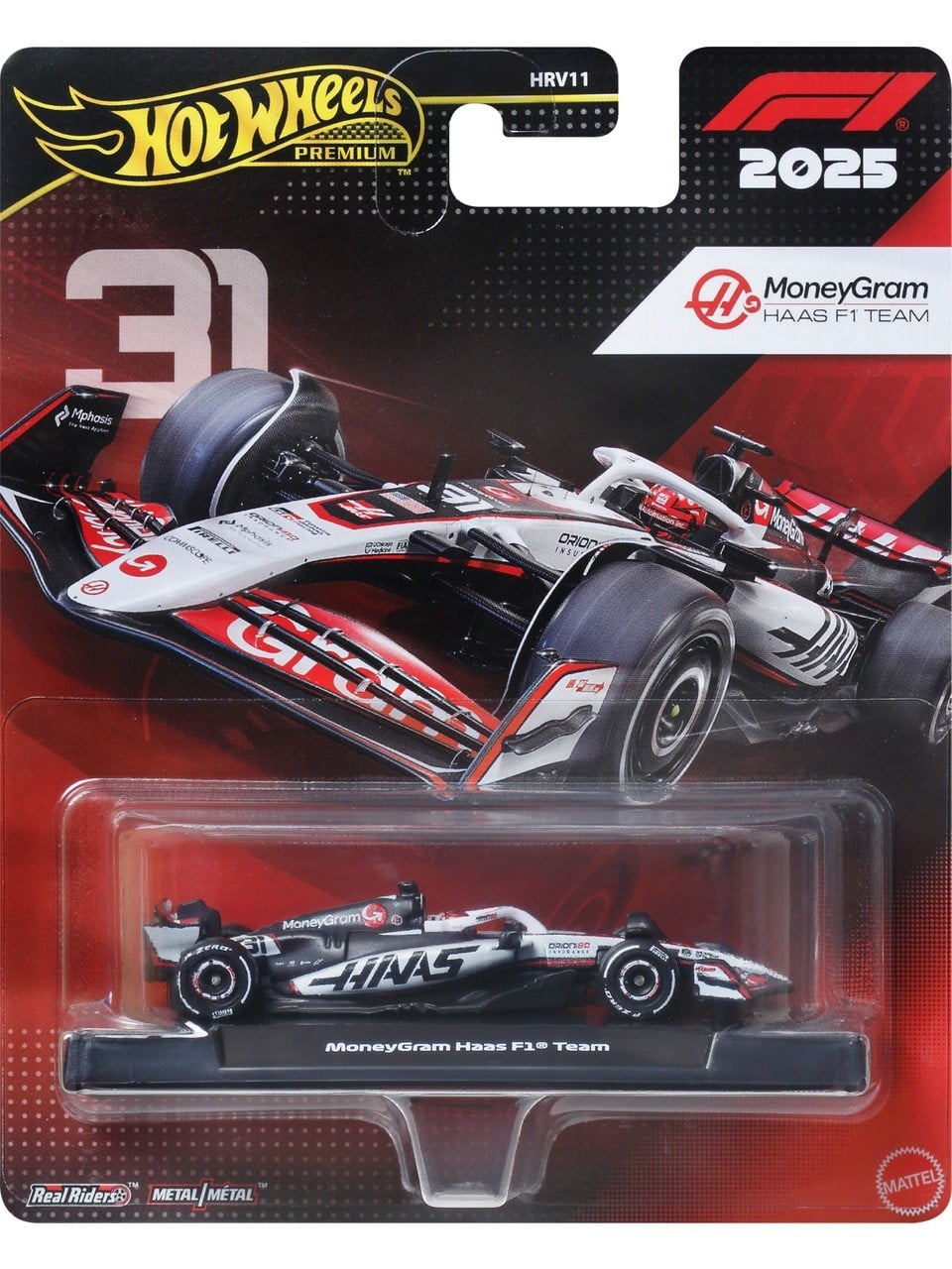 Hot Wheels Premium Formula 1 Yarış Arabası Tekli Paket HRV11 - Jkd78 Moneygram Haas F1 Team Hot Wheels JKD78