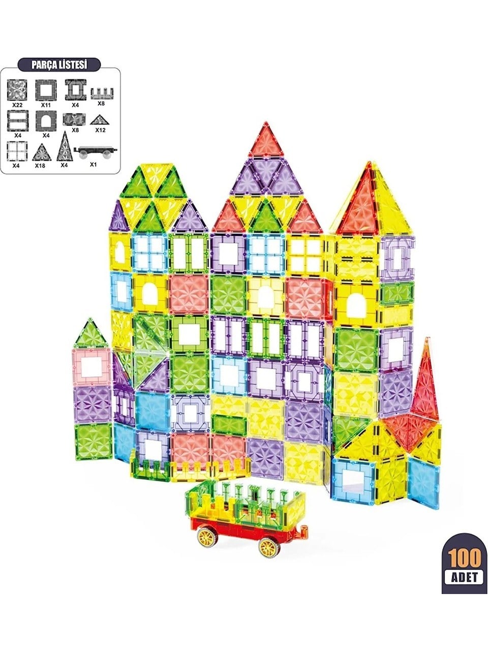 Vardem 100 Parça 7,5 Cm Manyetik Yapı Blokları Vardem VAR CPL087