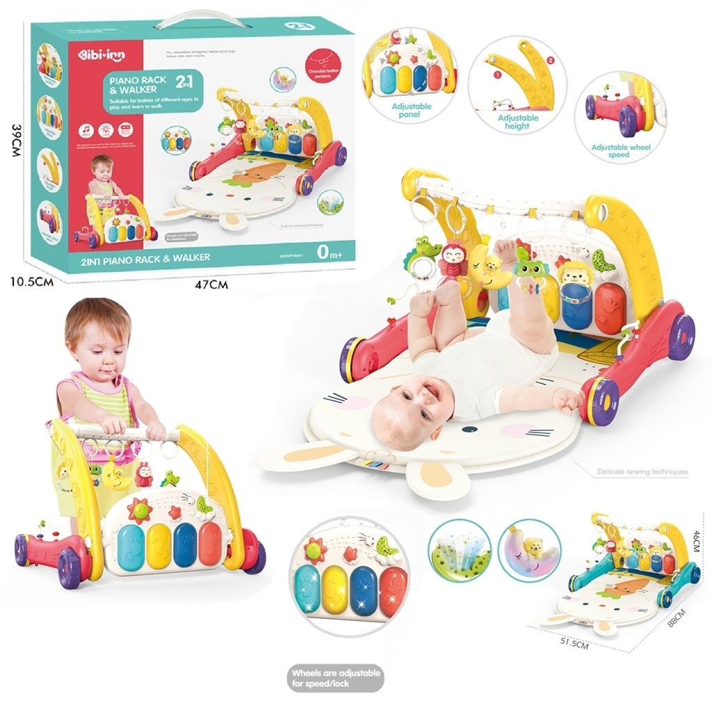 VARDEM PIYANOLU 2IN1 BEBEK YURUTECI VE TAVSAN DESENLI KIRMIZI OYUN HALISI Diğer BIB 6016