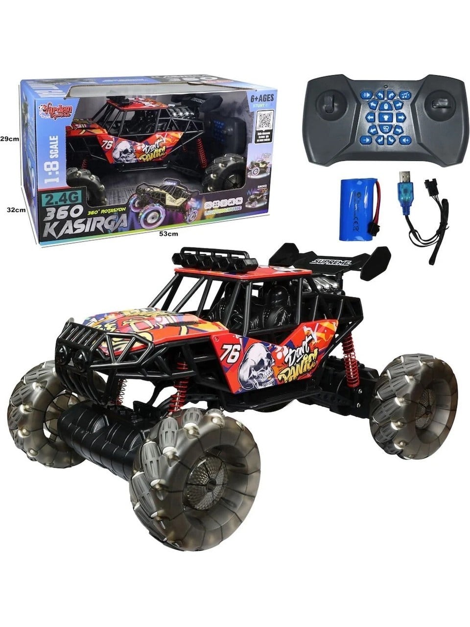 UZAKTAN KUMANDALI 2.4 GHZ F/F 1.8 OFF-ROAD SARJLI BUHARLI ARABA Diğer VRD10696