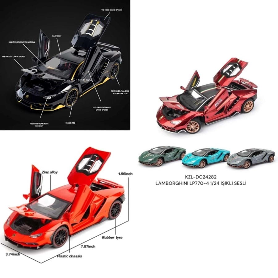 Lamborghini Lp770-4 1:24 Işıklı Sesli Kapılar Açılır Model Araç Dc24282 Kızılkaya KZL DC24282
