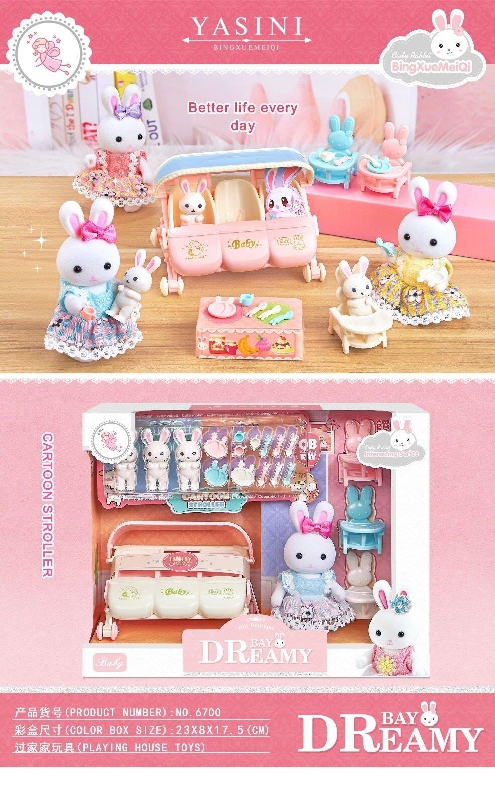 Kutulu 3'lü Tavşan Bebek Arabalı Dreamy Set Diğer PRJ6700