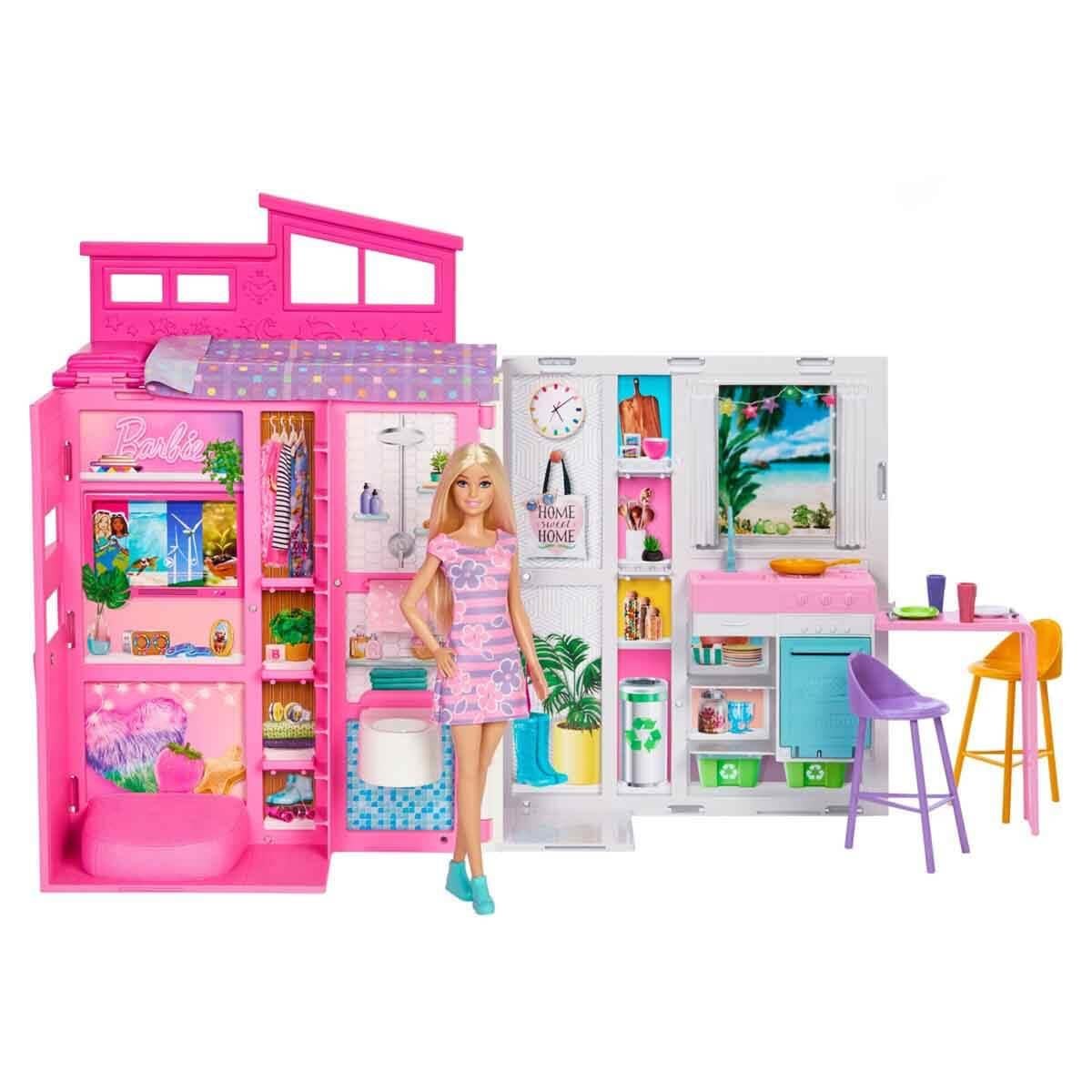 BARBIE PORTATIF TATIL EVI BEBEK VE OYUN SETI HRJ77 Diğer HRJ77