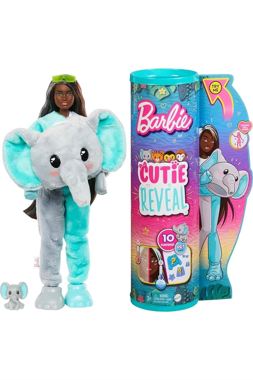 Barbie Cutie Reveal Bebekler Tropikal Orman Serisi Fil HKP97-HKP98 Barbie HKP98