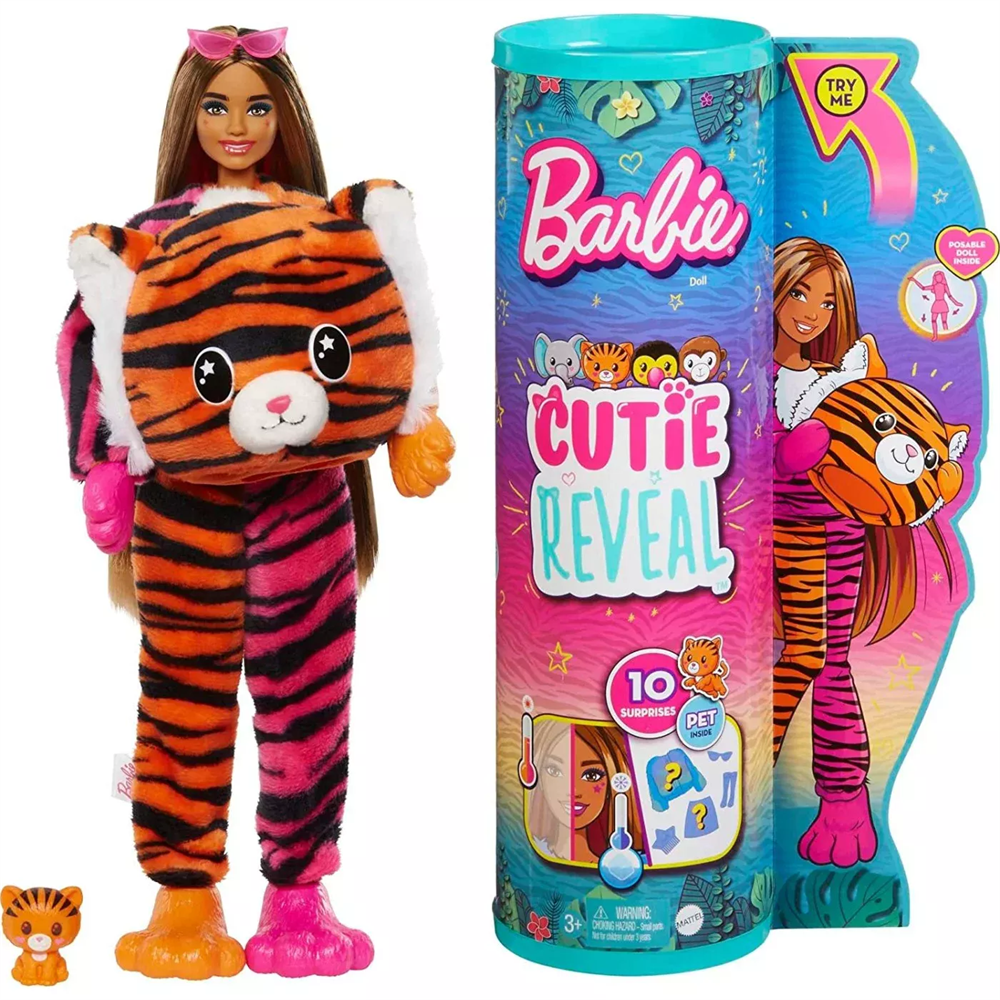 Barbie Cutie Reveal Bebekler Tropikal Orman Serisi Kaplan HKP97-HKP99 Barbie HKP99