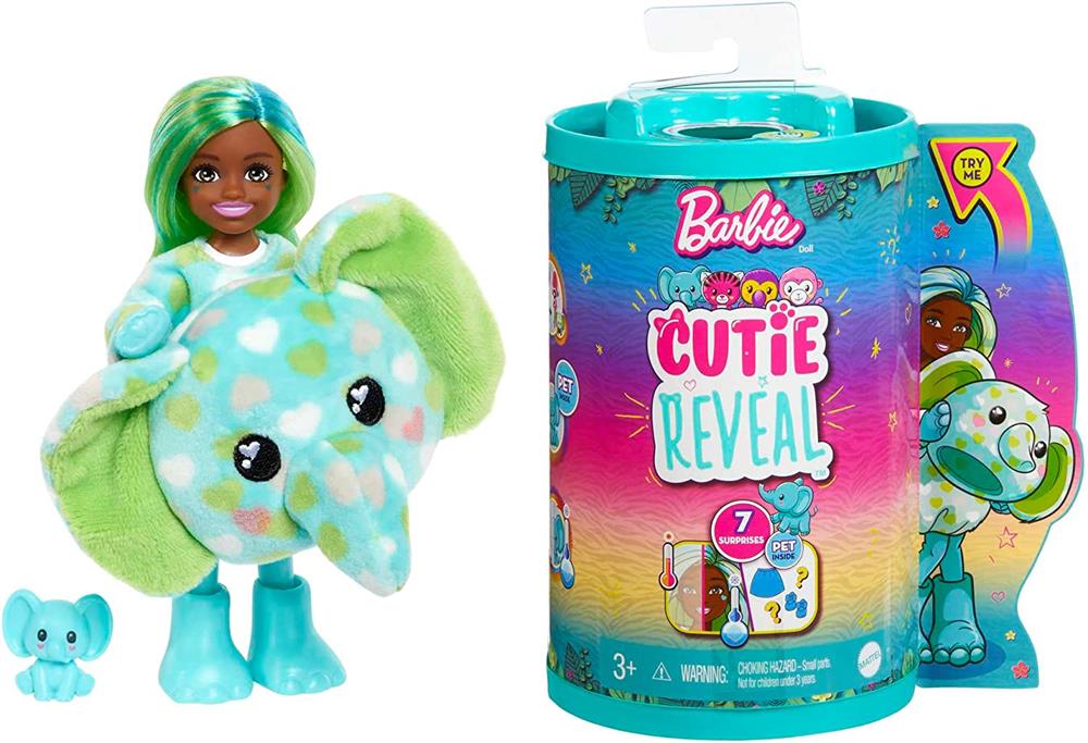 Barbie Cutie Reveal Bebekler Chelsea Tropikal Orman Serisi Fil HKR12-HKR13 Barbie HKR13